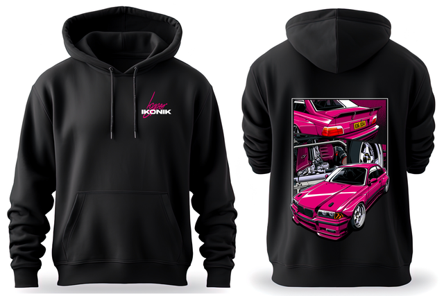Premium Black Hoodie | BMW E36 - Pink