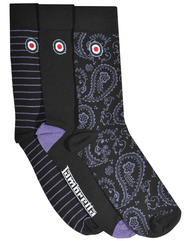 Lambretta Paisley Socks - Black/Wine