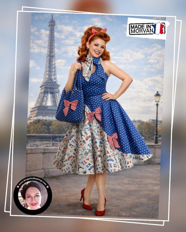 Ensemble Modèle Paris J'adoreeeee T44 avec sac et bandeau coordonnés 