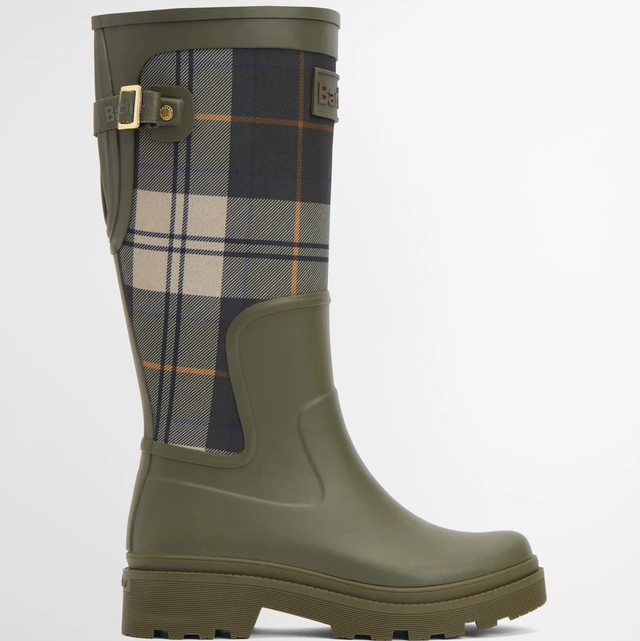 Barbour Dena Wellington Boots Olive Tartan