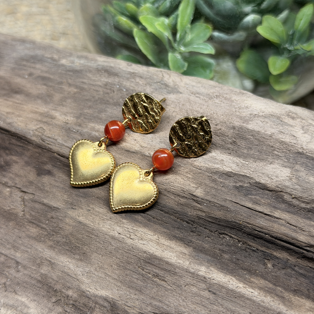 Boucles « séduction » cornaline 