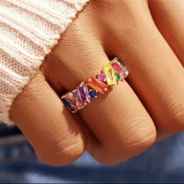 Rainbow gemstone ring