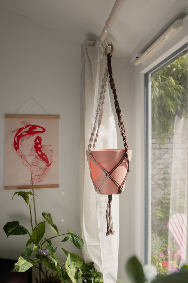Plant Hugger 🤎 Suspension en macramé beige &amp; marron