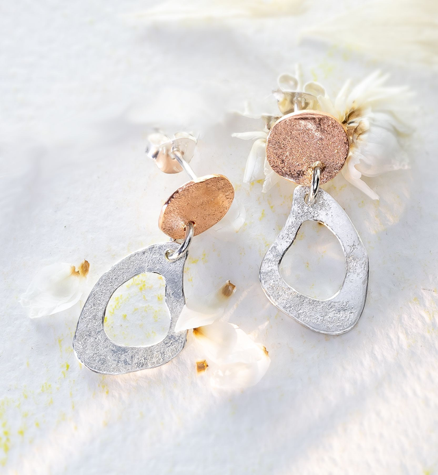 Pendientes hechos a mano de plata 925 y cobre 