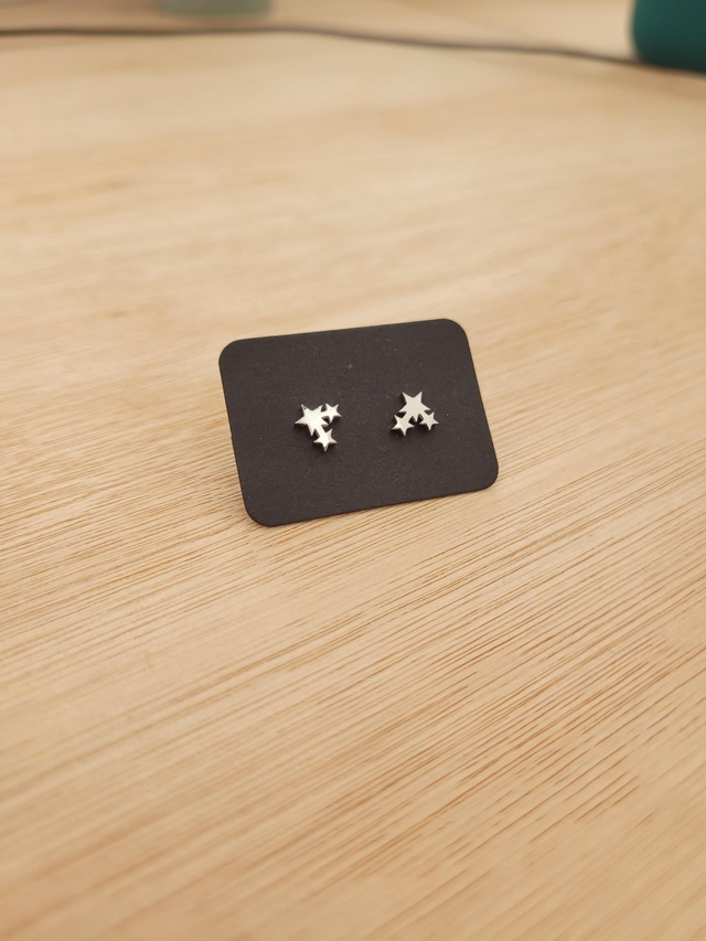 Stainless Steel 3 mini cluster star stud earrings - SL-004