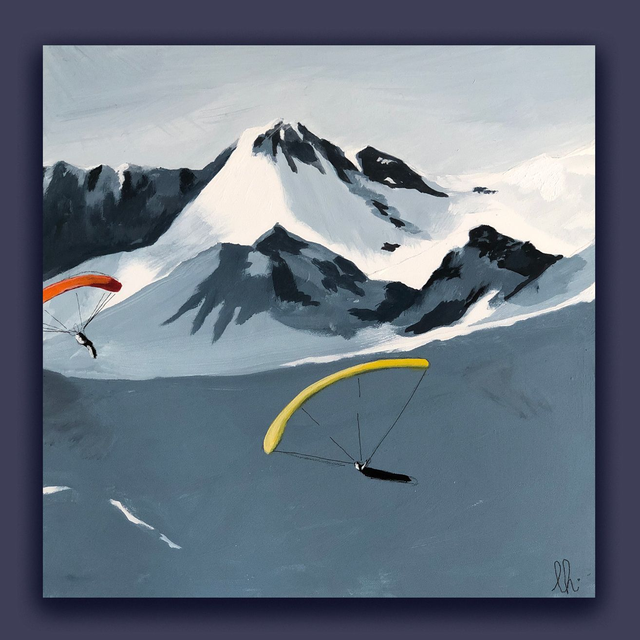 petit tableau skieur22 20X20