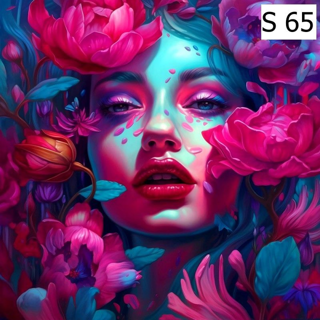 Panneau Femme Fleurs en Velours - 30x30cm