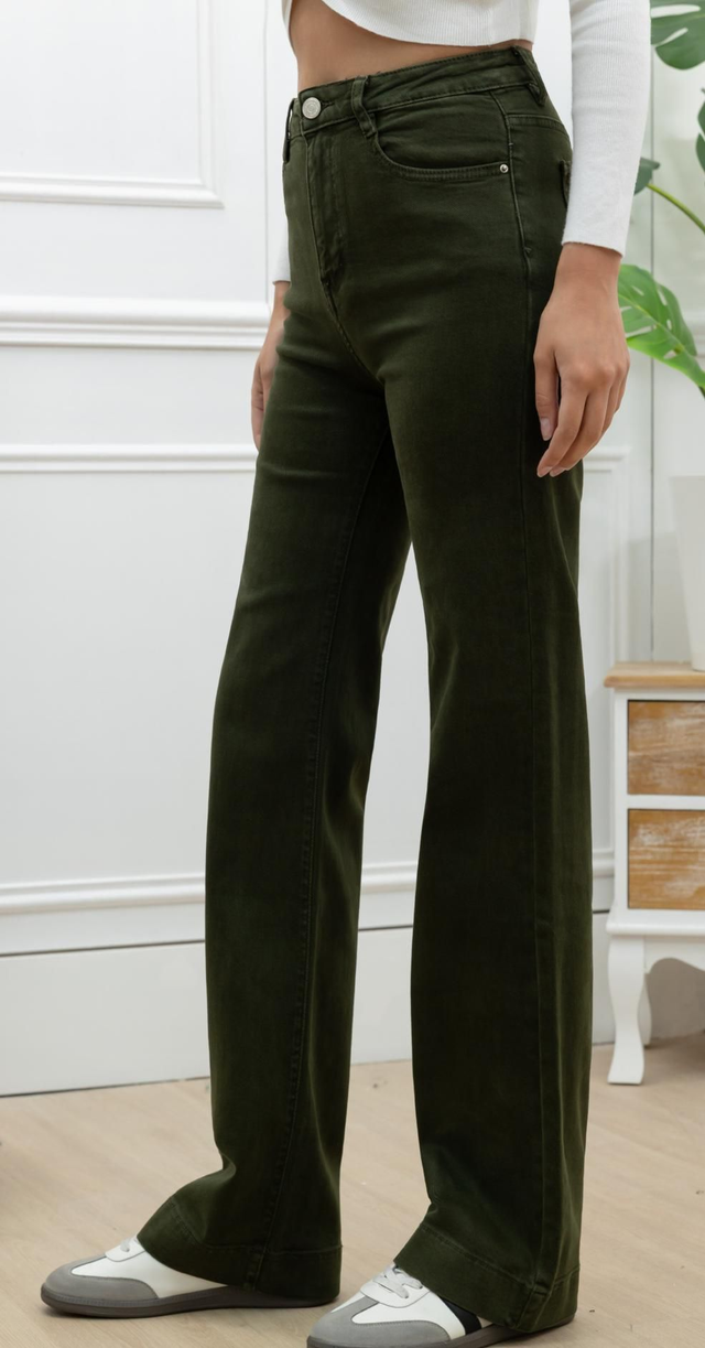 Jean wide leg kaki