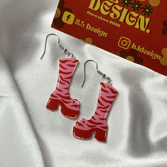 Funky Zebra Boot Earrings
