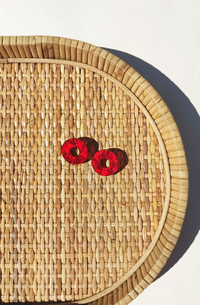 Boucles d'oreilles Anaïs - Rouge texture