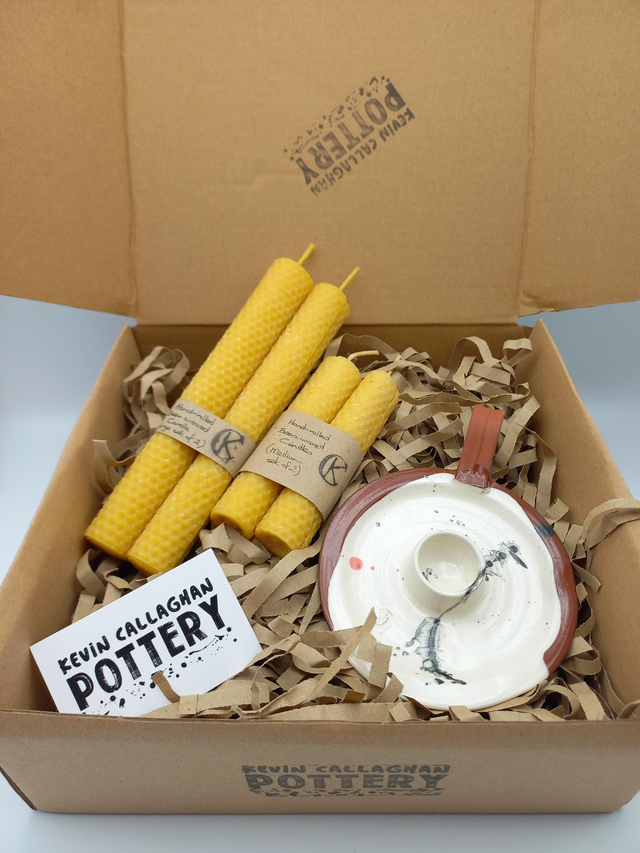 Beeswax candles And holder giftset