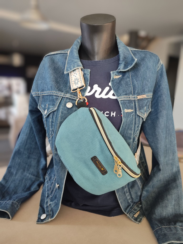 Sac Banane en Velours Côtelé Bleu Roi 