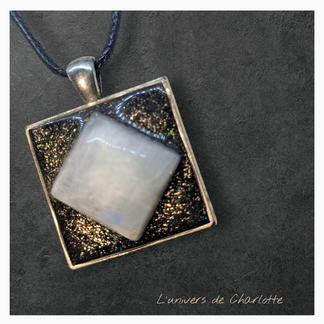Pendentif &quot;Labradorite blanche&quot; PN-047