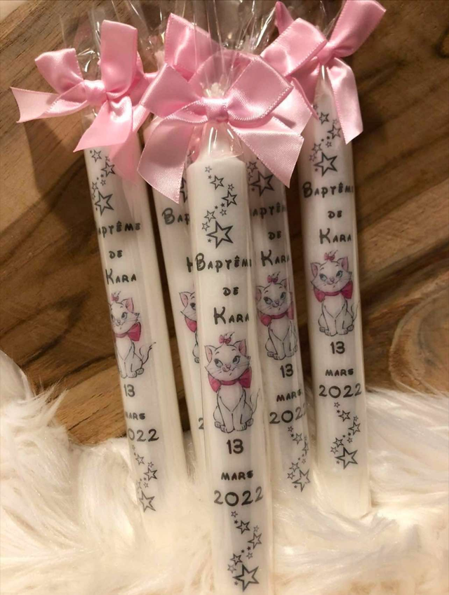 Bougie chandelle de baptême personnalisée Marie