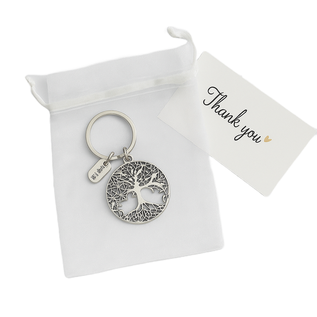 Eleganter Lebensbaum Schlüsselanhänger – Symbolisches Geschenk mit Karte & Organzabeutel