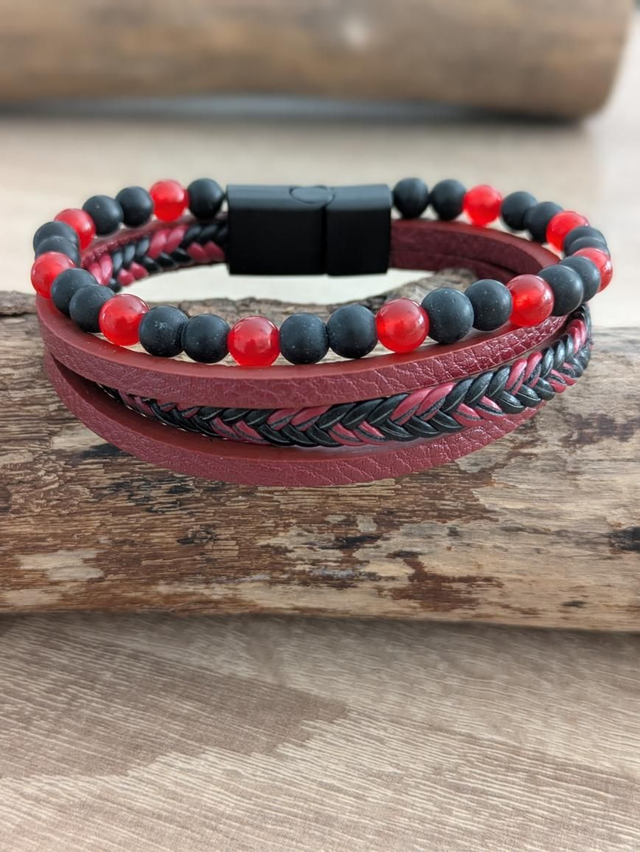 Tresse rouge Onyx/agate rouge