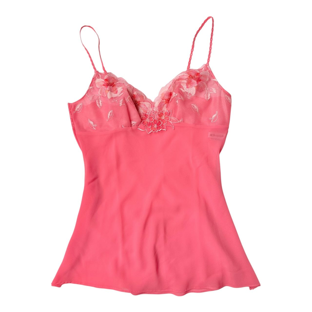 Japanese brand coquette pink floral appliqué cami 