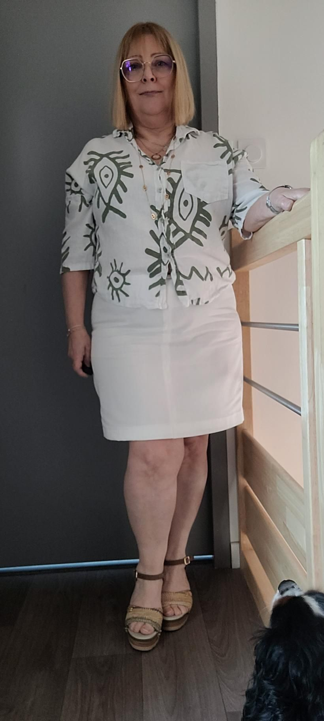 Jupe droite en coton