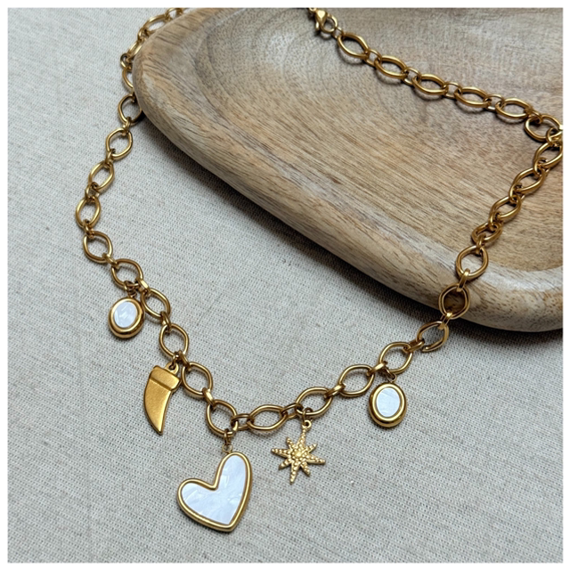 Collier chaîne épaisse et multi pampilles