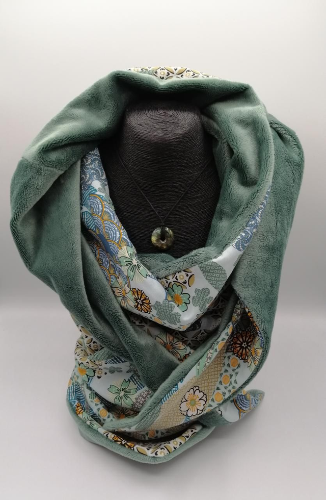 Chèche polaire Psyché vert thym 