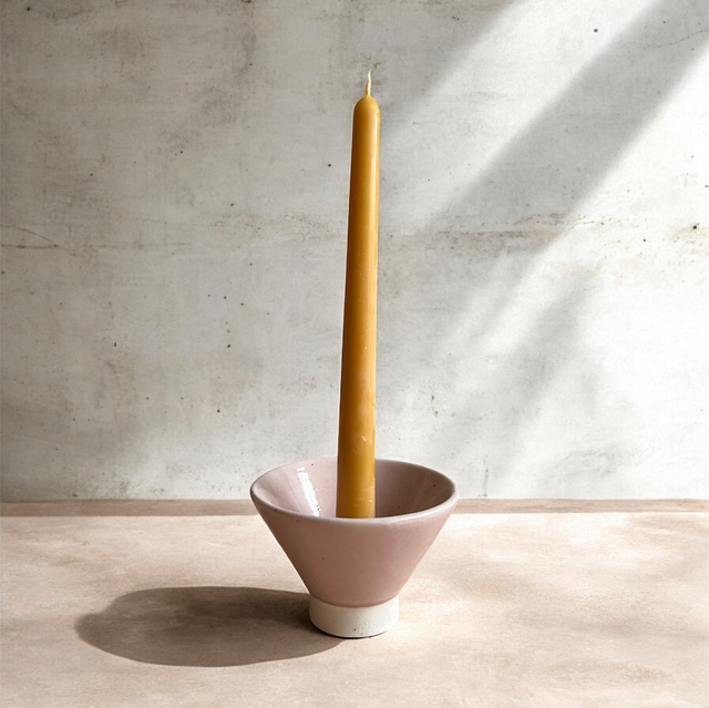 Ceramic Candle Holder Gift Set and Handmade Beeswax Candles