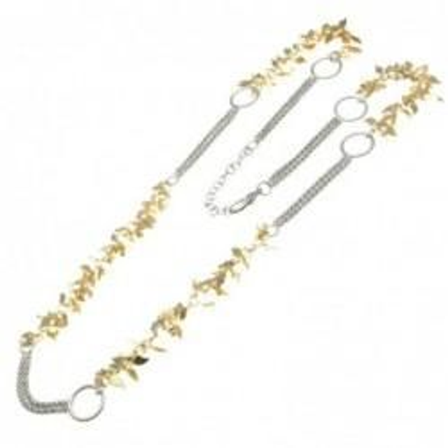 Collana donna in bronzo bianco multi catena con elementi in bronzo giallo