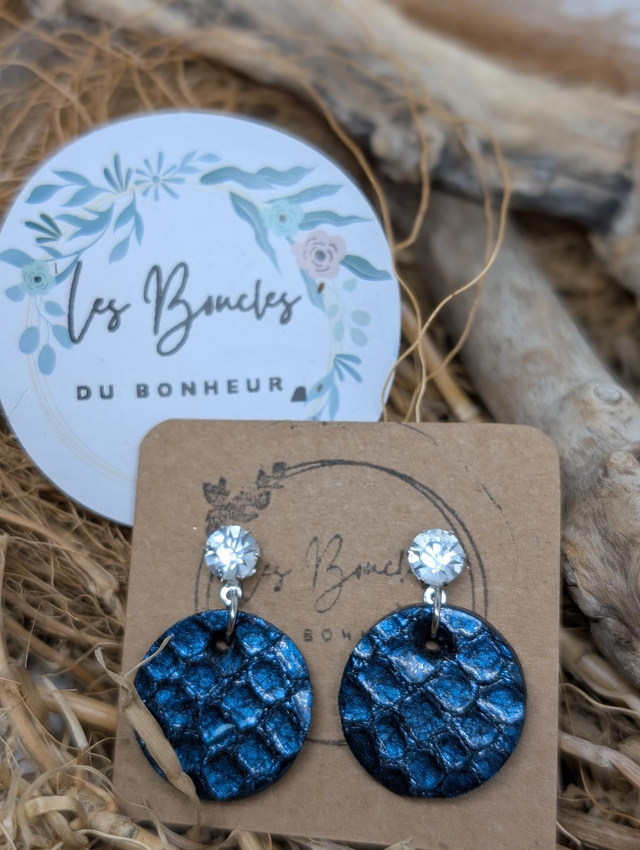 Boucles d'oreilles Anti Gaspi bleu canard ag059