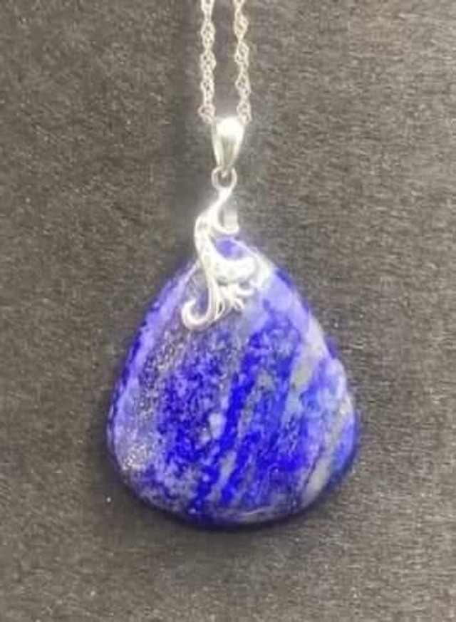 Lapis lazuli bélière et chaîne argent 
