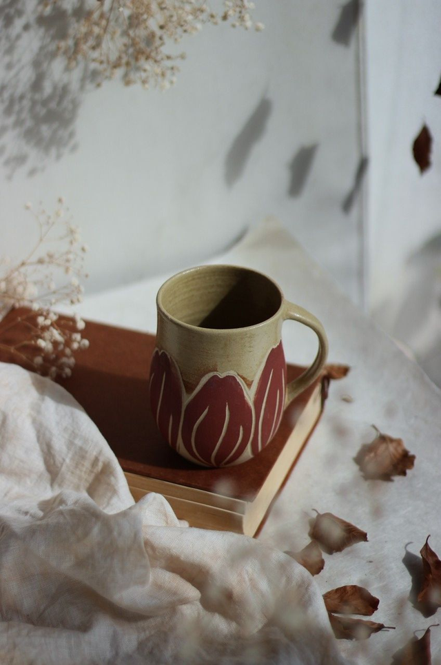 Tasse &quot;tulipe rouge&quot; 35cl