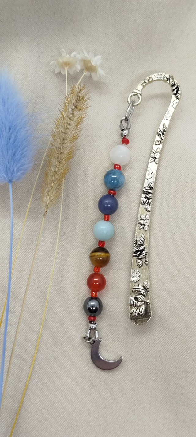 Marque-pages style tibétain avec pierres naturelles 7 chakras.