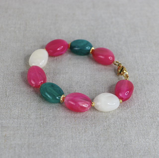 Bracelet Ana rose et vert