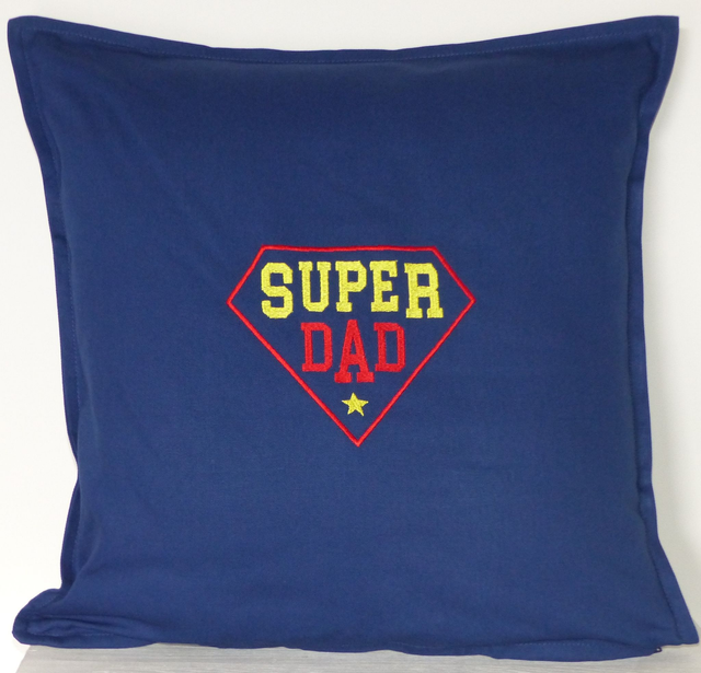 Kissenhülle dunkelblau „Super-Dad“