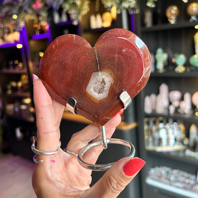 Red Agate Heart on Stand