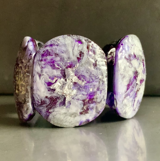 Bracelet Skiny violet argenté 