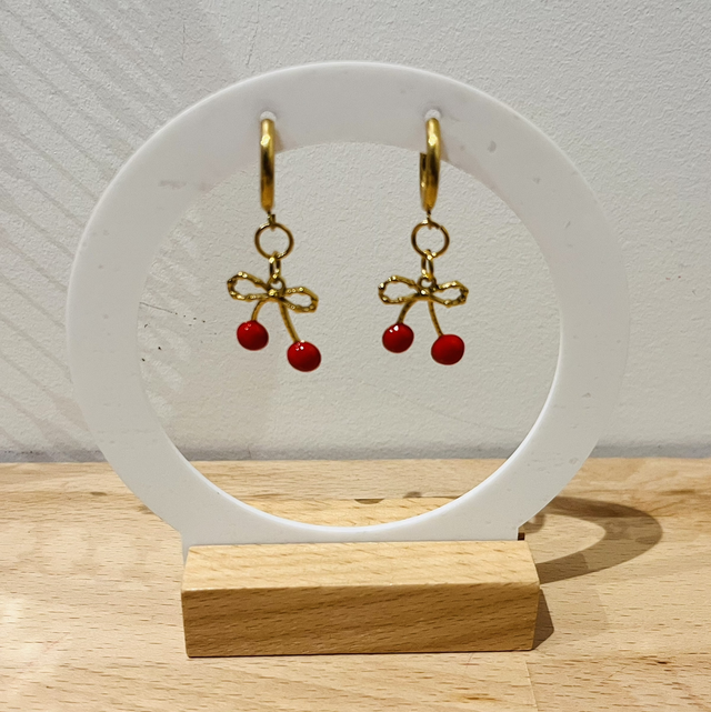 Boucles d’Oreilles Créoles Cerises - pièce unique 