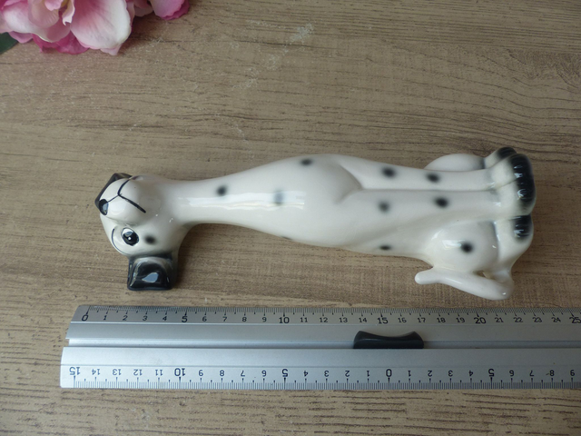 Figurine Vintage Chien Dalmatien en Céramique – Statuette Romantique Années 70, Déco Maison Charmant