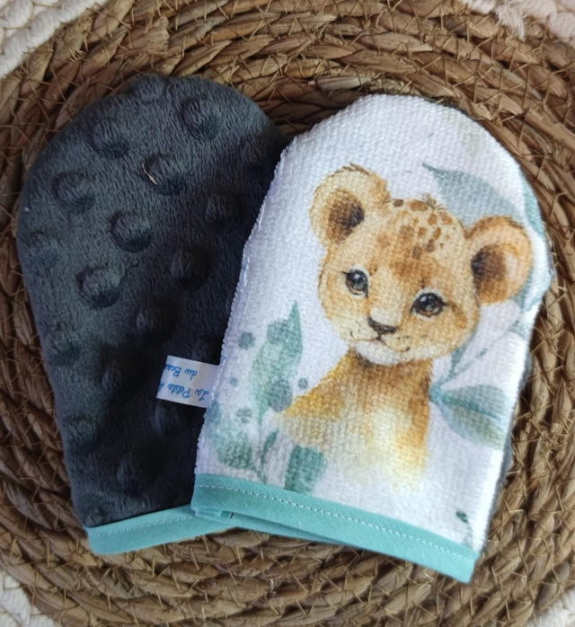 Gant minky petit X1 lion vert/gris 