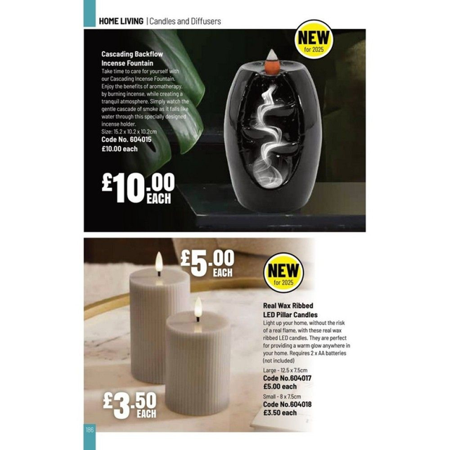 Real Wax Ribbed LED Pillar Candles Small