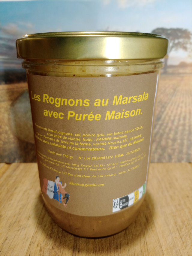 Les Rognons au Marsala      avec Purée Maison.