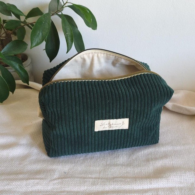 Trousse rectangle taille M en velours côtelé - Tissus au choix