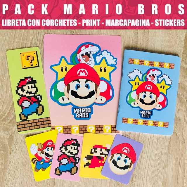 Pack Libreta c/ corchetes Mario bros