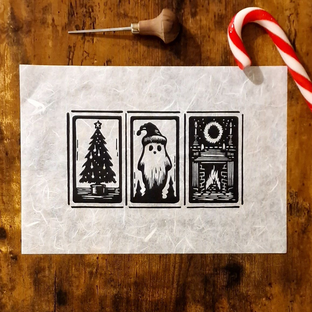 Linogravure - Histoire de Noël