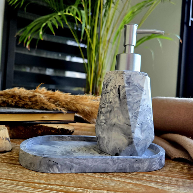 Distributeur de savon marbré gris