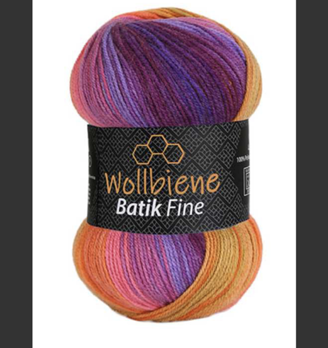 Wollbiene Batik Fine violet, baies, orange fil 🧶 dégradée 100gr