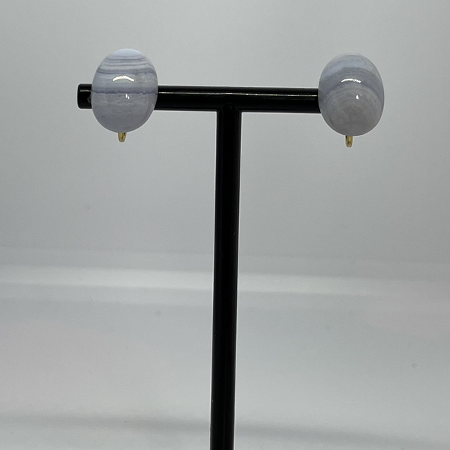Boucle d’oreille à clip en Calcédoine
