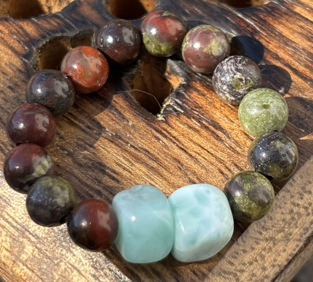 Bague - L/XL - Sang de Dragon et Larimar