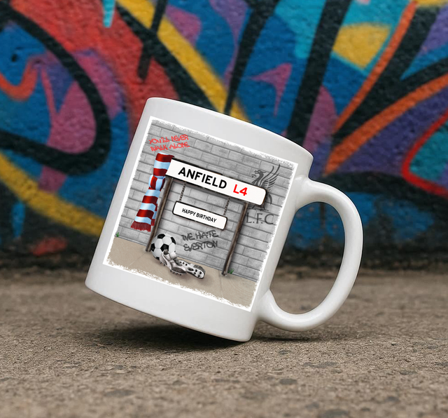 Liverpool Vintage Street 11oz Ceramic Printed Mug With Different Options Available Like We Hate Everton