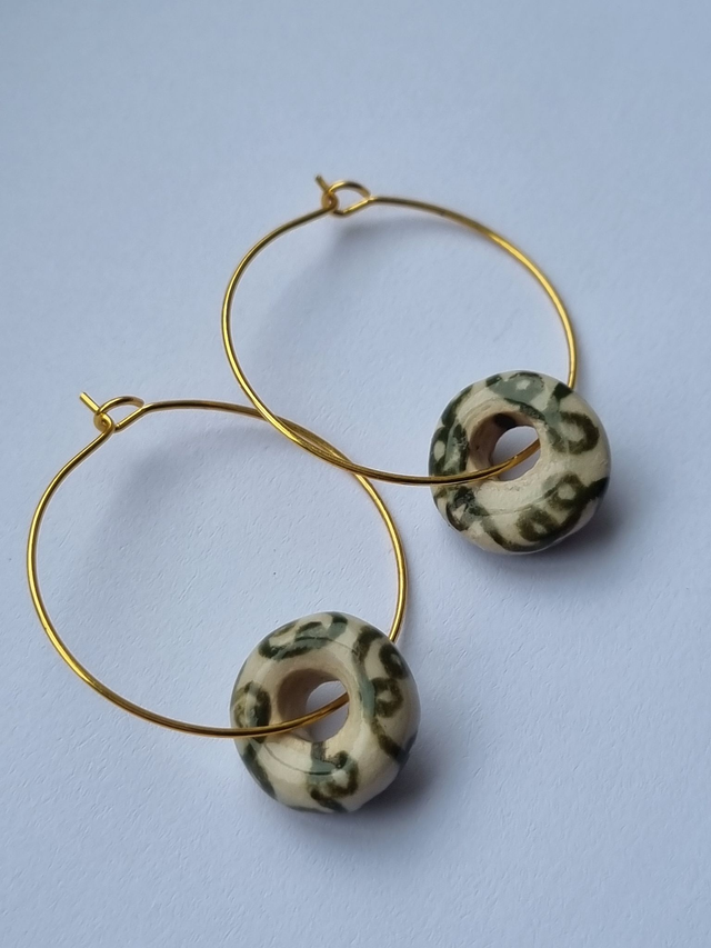 Scribble Loop Earrings - Green