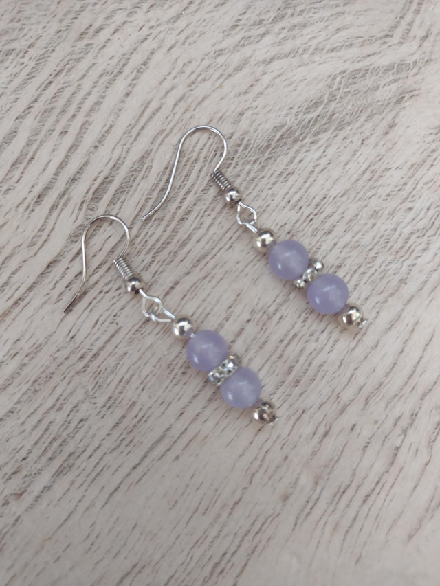 Lilac 6mm Beaded Earrings 