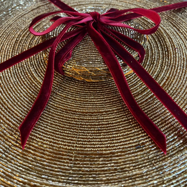 Luxurious Gold Glass Bead Placemat & Coaster - Set of six (twelve pieces)